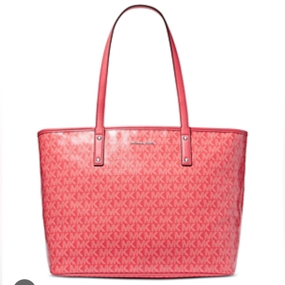 MICHAEL MICHAEL KORS Logo Carter Large Top Zip Tote Bag in Geranium
